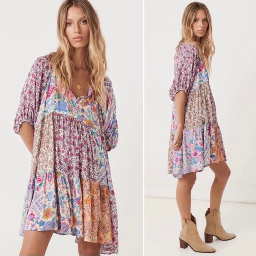 Spell & The Gypsy Renew Patchwork Mini Dress